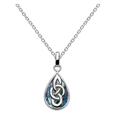 Sterling Silver Celtic Teardrop Necklace with Paua Shell
